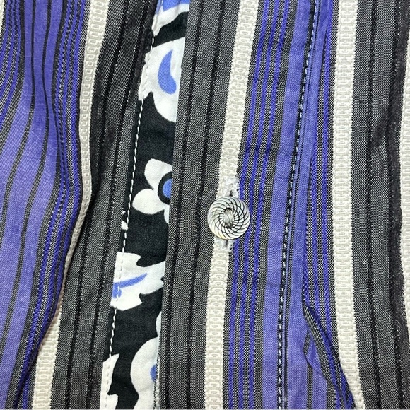 Robert Graham Shirt Mens XL Purple Stripe Button Up Classic Fit Flip Cuff - Picture 8 of 15